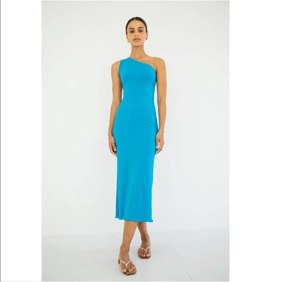 The Line by K Avalon Dress in Electric Turquoise - Picture 3 of 10